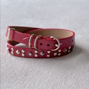 Rebecca Minkoff Studded Double Wrap Red Leather Bracelet